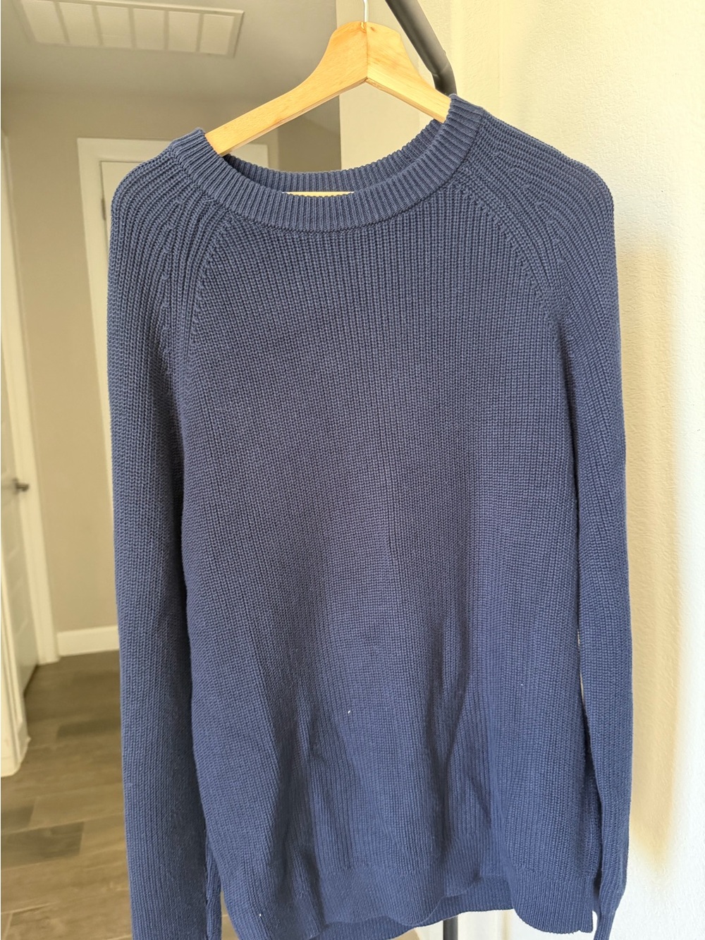Quince Men's 100% Organic Cotton Ribbed Stitch Crewneck Sweater / Navy / L NWOT